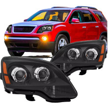 Black Replacement Headlights for GMC Acadia 2007-2012 - US Standard