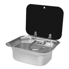 Compact Stainless Steel Hand Wash Basin Sink with Foldable Faucet for RVs, Caravans, Boats, and Camper Trailers