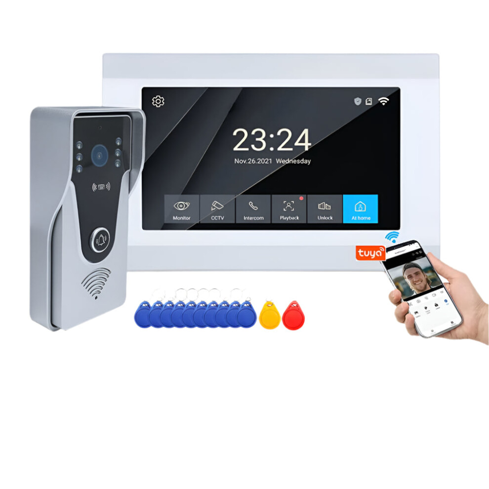 7-Inch 1080P Wifi Video Doorbell Intercom With Tuya Smart Home Integration And Rfid Access Control For Villas And Apartments 313044018086