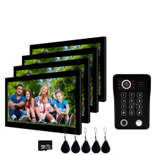 5-in-1 Fingerprint Unlock Video Doorbell Intercom with 10 Touch Screen & 4 Monitors - 1080p Tuya Smart Home System