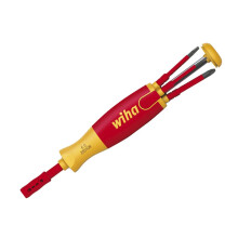 Wiha 6-in-1 Insulated SlimLine Precision Screwdriver Set with SlimBits Magazine - 1000V Electrician Tool, Model 38611
