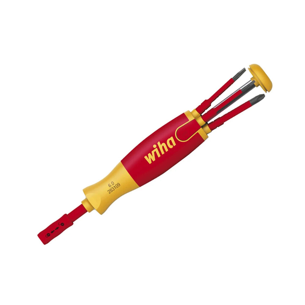 Wiha 6-in-1 Insulated SlimLine Precision Screwdriver Set with SlimBits Magazine - 1000V Electrician Tool, Model 38611-image-OPC-PMGJD6M-NEW