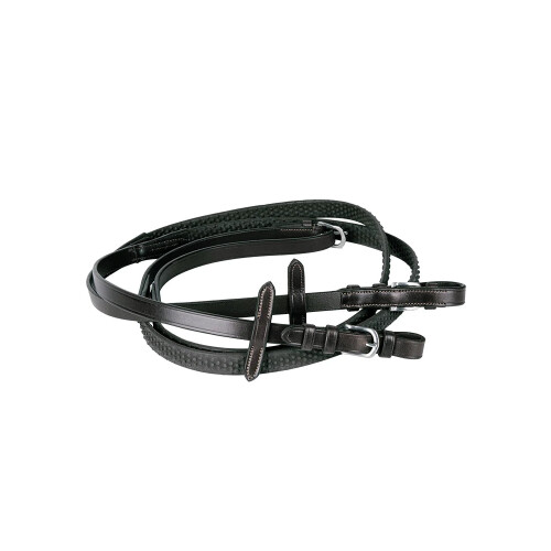 Premium Horse & Cowhide Leather Reins with Pimple Rubber Grip