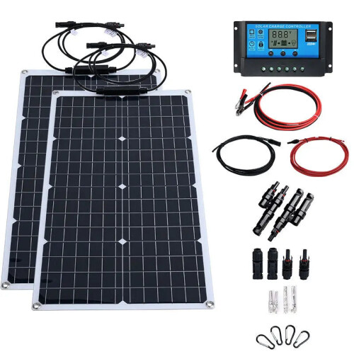 2000W Solar Panel Kit with Inverter & Waterproof Controller for 110V/220V Power Generation - Intelligent Charging for Camping