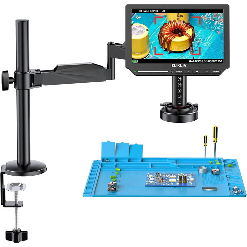 Elikliv Em4k Af Flex 10: 4K Hdmi Digital Microscope With 52Mp, 2000X Magnification & Adjustable Arm For Electronics Soldering 313044182176