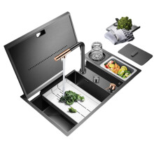 304 Stainless Steel Enclosed Manual Sink Package - Large Single Trough Kitchen Sink with