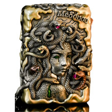 Intricate Snake Girl Relief Kerosene Lighter - Artistic Collectible