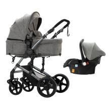 Luxury 3-in-1 Foldable Baby Stroller: High Landscape Carriage & Bed for Newborns