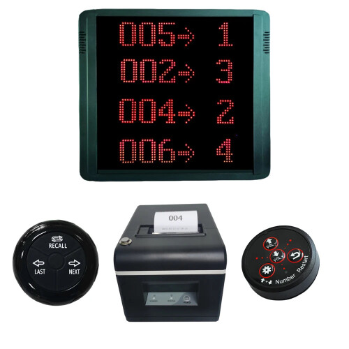 Advanced Wireless Queue Management System with Large Display, Counter Control, Call Button, and Thermal Auto Cutter Printer