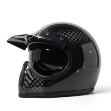 12K Carbon Fiber Retro Full Face Helmet - Lightweight All-Season Off-Road Motorcycle Helmet with Accessories