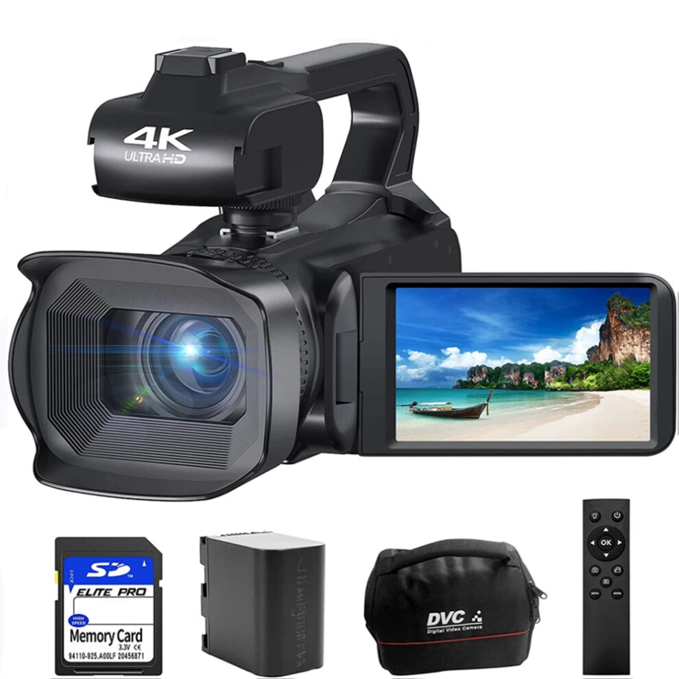 Komery 4K Professional Video Camera - 64Mp Wifi Camcorder With Auto Focus & 4.0 Touchscreen For Streaming 313103537596