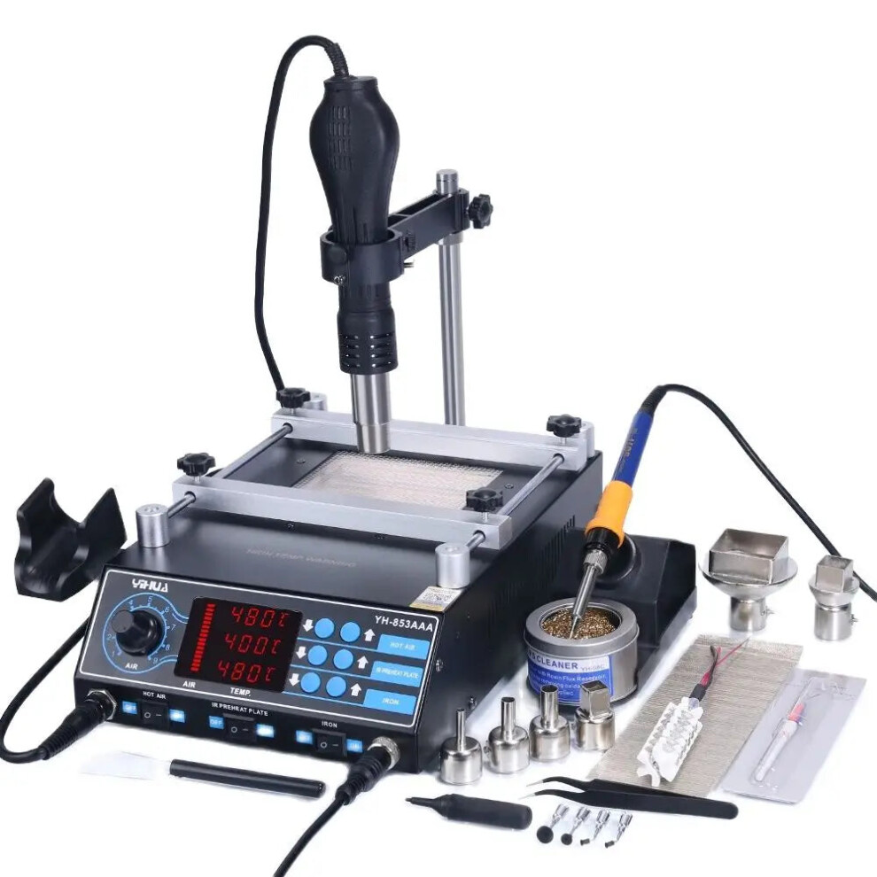 Yihua 853Aaa 1200W Pcb Preheating And Bga Rework Station With Soldering Iron And Heat Gun 7445040526562