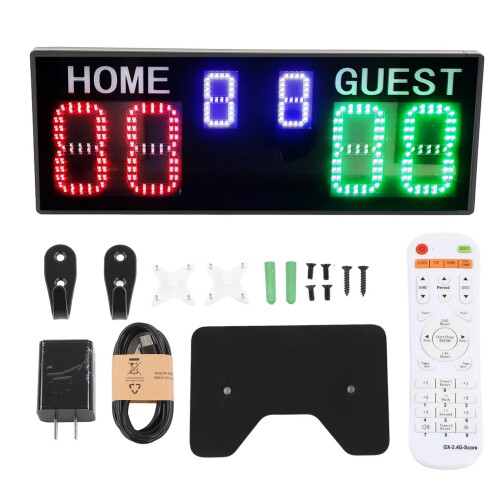 Portable 6-Digit LED Electronic Scoreboard with Multi-Function Digital Display and US Plug