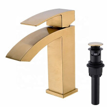 Elegant Black Brushed Gold Bathroom Faucet - Single Handle Basin Mixer Tap with Hot & Cold Water Functionality