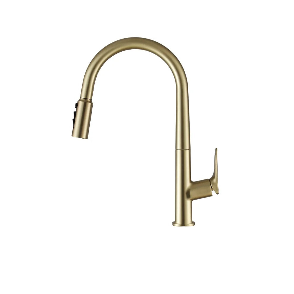 Deluxe Copper & Gold 3-In-1 Kitchen Faucet With Pull-Out Anti-Splash Feature 744110141085