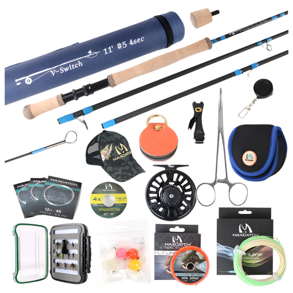 Maximumcatch 4-8wt Switch Fly Fishing Rod Kit: 10-11ft Moderate Fast Action with Reel & Line Combo-image-OPC-PMGJFKQ-NEW