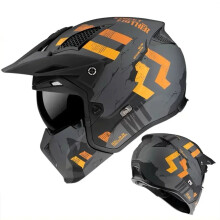 MT Street Fighter Gold Electroplated Full Face Motorcycle Helmet with Detachable Visor - ECE/DOT Certified Casco Moto