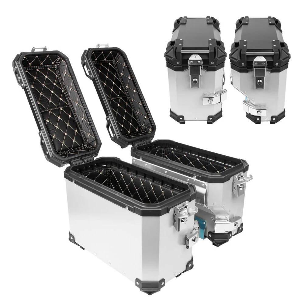 Universal 35L Aluminum Motorcycle Side Luggage Cases - Pannier Saddlebags For Bmw, Honda, Yamaha 313046632631