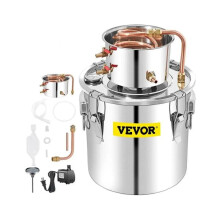 50L Stainless Steel & Copper Moonshine Still with Water Pump - DIY Home Brew Kit for Ethanol, Wine, and Essential Oils