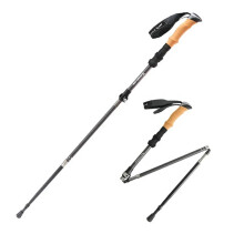1mm Wall 4-Section Retractable Foldable 3K Carbon Fiber Hiking Poles with Quick Lock