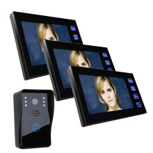 Advanced 7-Inch Video Door Phone Intercom System with 1000TVL Outdoor CCTV Camera & 3 Indoor Monitors for Enhanced Home Security