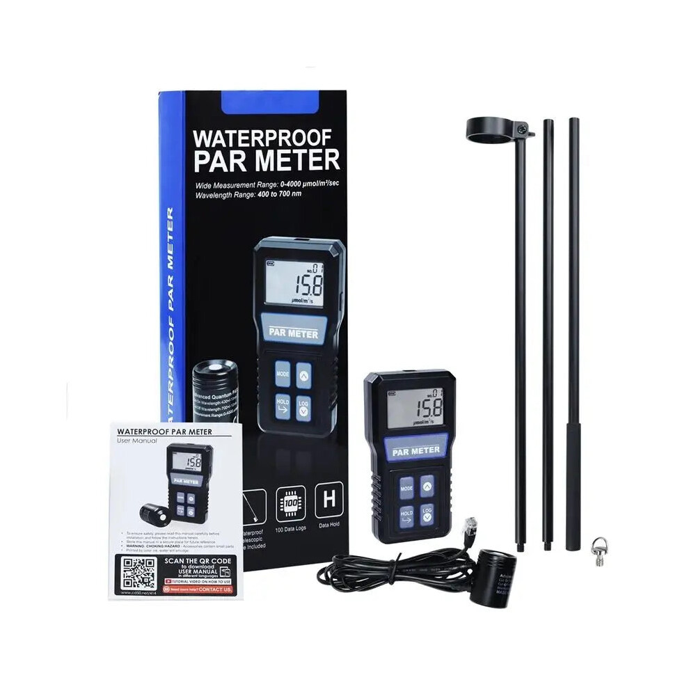 IP68 Waterproof Digital PAR Meter with Full Spectrum Quantum Sensor for Aquarium and Reef Plant Photosynthetic Activity