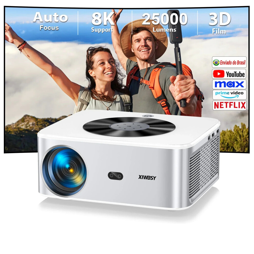 Xiwbsy 4K Android Projector - 25000 Lumens, 800 Ansi, Autofocus, Bluetooth, Auto Keystone, Home Theater Beamer 313115427434