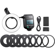 GODOX R76 LED Micro Ring Flash 5000K with Li-Ion Battery & Adapter Rings for Canon, Sony, Nikon, Fuji, Olympus, Panasonic, Pentax Cameras