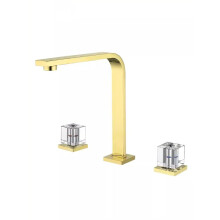 Elegant Crystal Handle 8-Inch Widespread Bathroom Basin Faucet - Brass Three-Hole Lavatory Mixer Tap