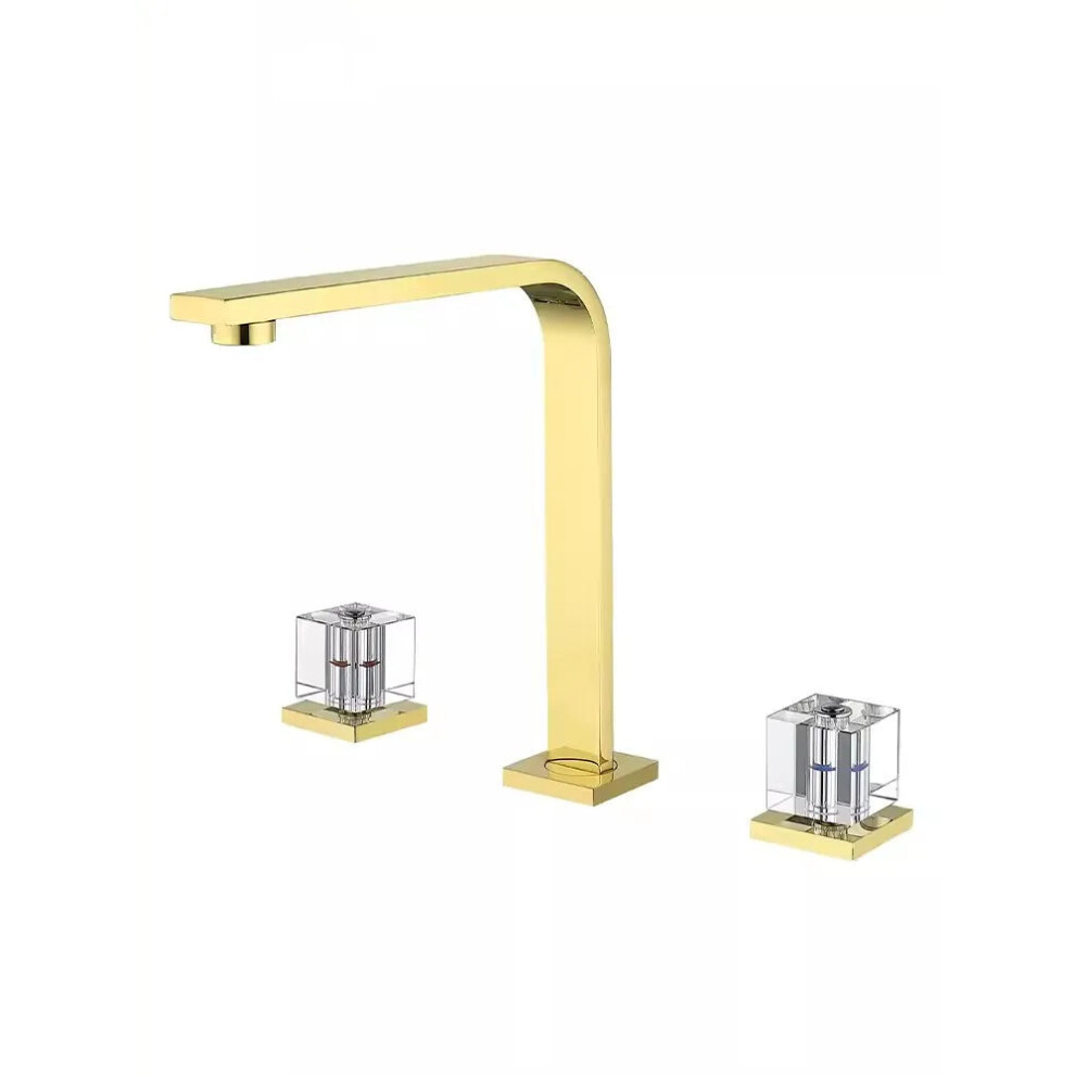 Elegant Crystal Handle 8-Inch Widespread Bathroom Basin Faucet - Brass Three-Hole Lavatory Mixer Tap 7445015637637