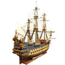 Classic 90cm Wooden Sailboat Assembly Kit with Handmade Canvas Sails