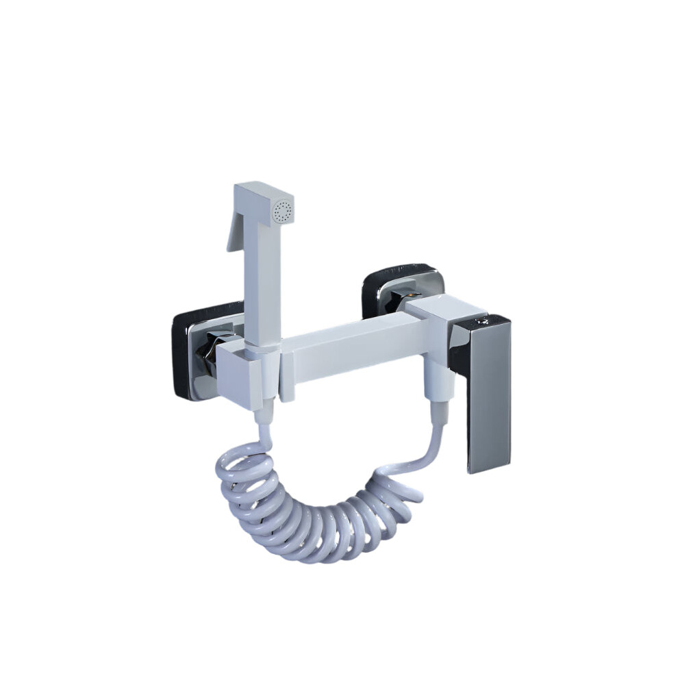 White Elegant Solid Brass Bidet Faucet Set With Handheld Sprayer - Hot & Cold Mixer (Model Ap2226)