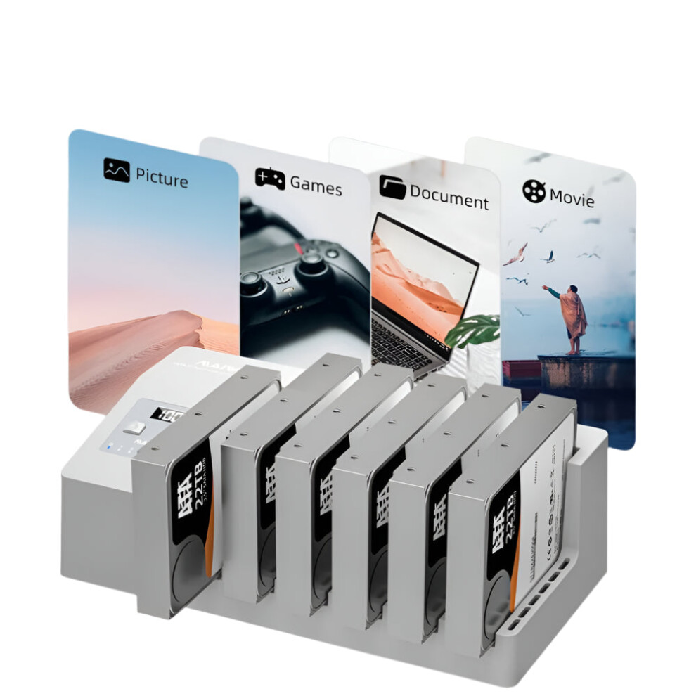 Maiwo 6-Bay Sata3 Hdd Docking Station With Usb 3.0, Clone Function, And Digital Display - Tool-Free For 2.5Â & 3.5Â Hdd/Ssd 313033889802