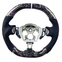 Premium Custom Purple Forged Carbon Fiber Steering Wheel with Flat Bottom & Alcantara for Nissan 370Z FX35
