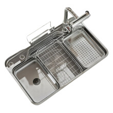 Nano 304 Stainless Steel Kitchen Sink with Digital Display - Honeycomb Silver Waterfall Design