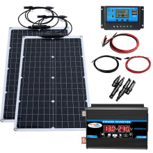 Complete 2000W Solar Panel System Kit with 12V Battery Charging Controller and 4000W Inverter for Home and Outdoor Use