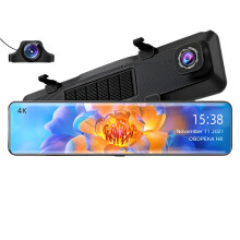 Ultra HD Dual Lens Dash Cam: 4K Front & 2K Rearview Mirror Camera with IMX415 Sensor, WiFi, GPS Tracking, and Auto Registrar