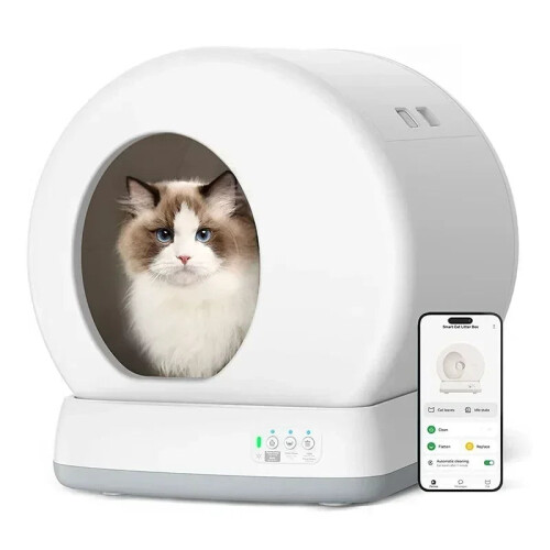 Smart WiFi-Enabled Automatic Cat Litter Box with Enclosed Design