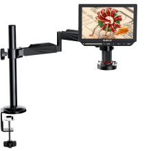 Ultra HD 4K Soldering Digital Microscope with 2000x Zoom & Flexible Arm Stand - EM4K Flex 10.1 with Ring Light & LCD Display