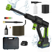 High-Pressure Cordless Car Washer with 24V/48V Lithium Battery - Portable Wireless Wash Gun
