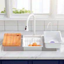Premium 304 Stainless Steel Waterfall Sink - Large White Single Trough Kitchen Wash Basin