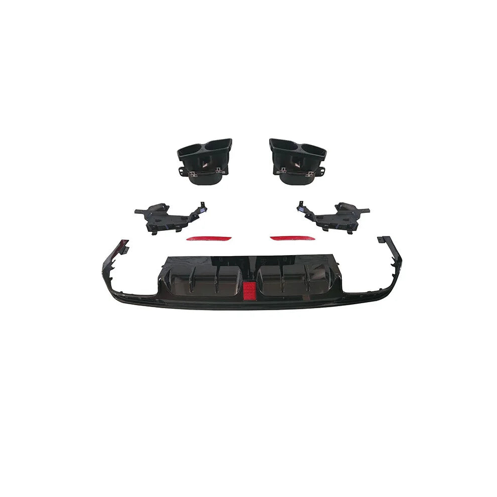 Gloss Rear Bumper Lip With Quad Tailpipes For Mercedes-Benz S-Class W222 - B Style Black 313041090092