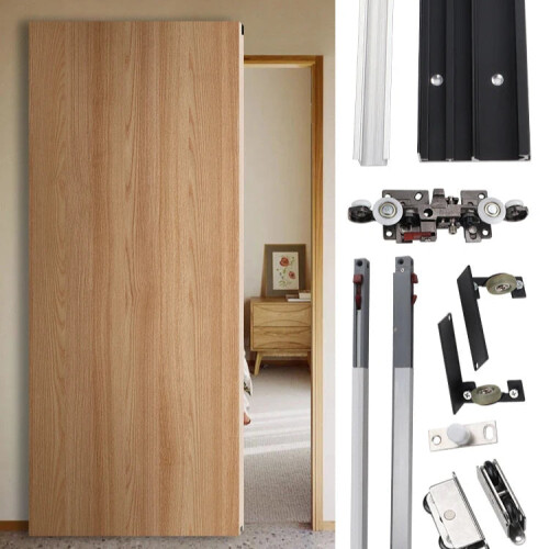 Dual-Buffer Hidden Sliding Ghost Barn Door Hardware Kit for 950mm-1500mm Door Widths