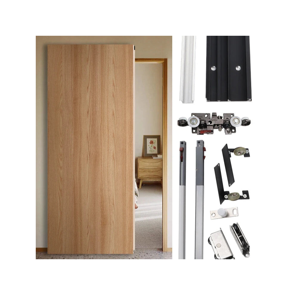 Dual-Buffer Hidden Sliding Ghost Barn Door Hardware Kit For 950Mm-1500Mm Door Widths 313100596541
