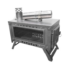 Collapsible Stainless Steel Outdoor Camping Stove: Wood-Fired BBQ, Oven, & Heater