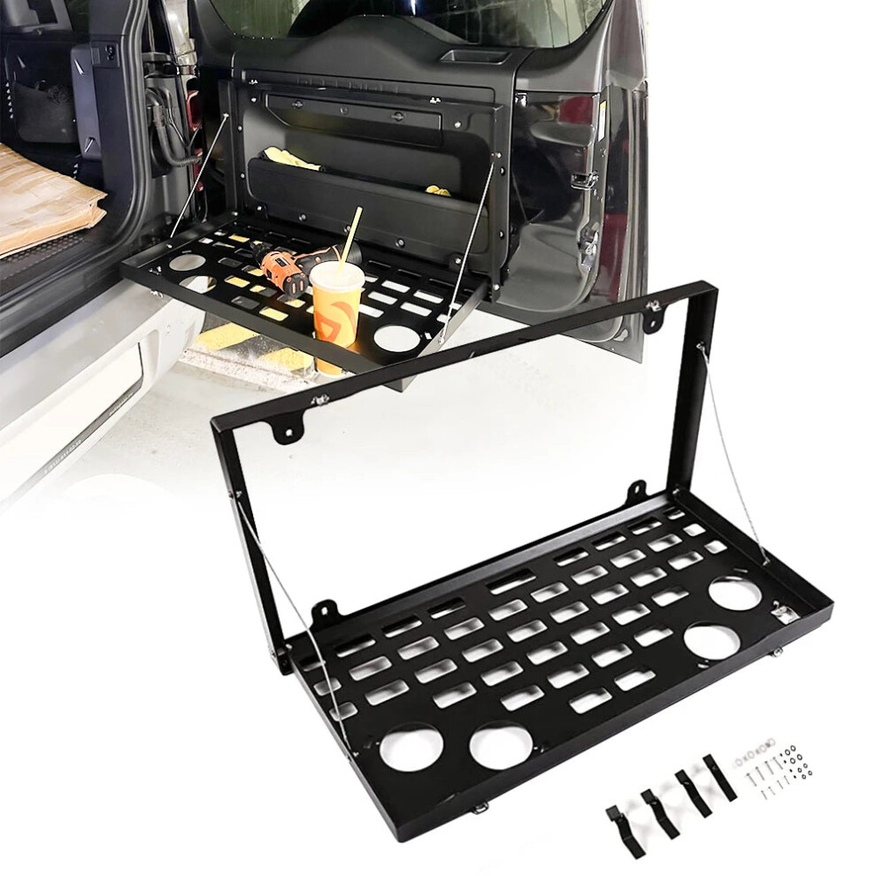 Foldable Matte Black Tailgate Table & Storage Shelf for Land Rover Defender (2020-2024)-image-OPC-PMGJHPZ-NEW