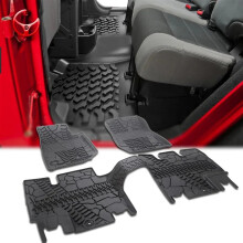 All-Weather Custom Floor Mats for Jeep Wrangler JK (2007-2013) - Full Set, Black Rubber Liners, Anti-Dirt Protection