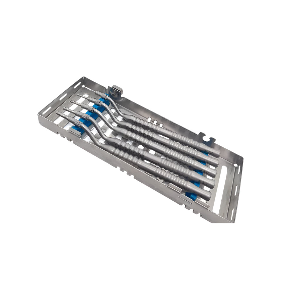 5-Piece Sinus Lift Osteotomes Kit with Curved Offset Concave Tips - Sizes 2.0mm to 4.0mm - Premium Dental Implant Instruments for Dentists
