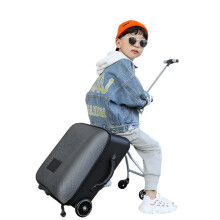 Portable Kids Scooter Trolley Suitcase: Carry-On Rolling Luggage with Baby Sitting Feature