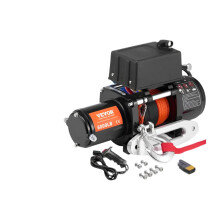 6000lbs Electric Winch with 1/4 in 55 ft Synthetic Rope - Wireless & Wired Towing Solution for SUVs, Jeeps, Trailers, and Boats